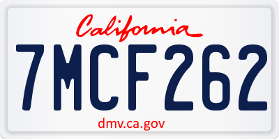 CA license plate 7MCF262