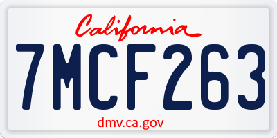 CA license plate 7MCF263