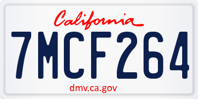 CA license plate 7MCF264
