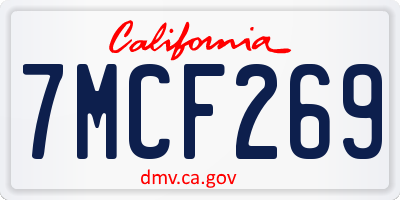 CA license plate 7MCF269