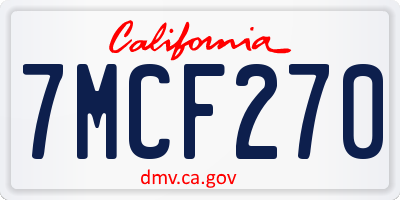 CA license plate 7MCF270