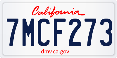 CA license plate 7MCF273