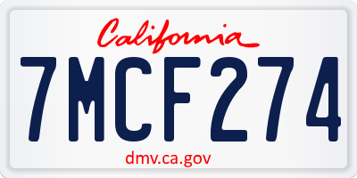 CA license plate 7MCF274