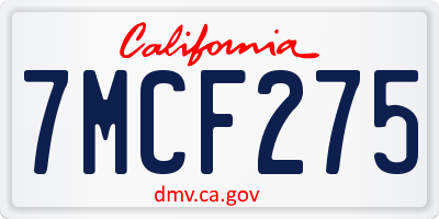 CA license plate 7MCF275