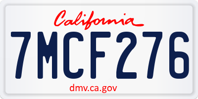 CA license plate 7MCF276