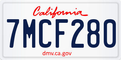 CA license plate 7MCF280