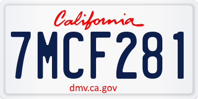 CA license plate 7MCF281