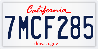 CA license plate 7MCF285