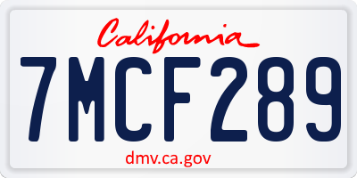 CA license plate 7MCF289