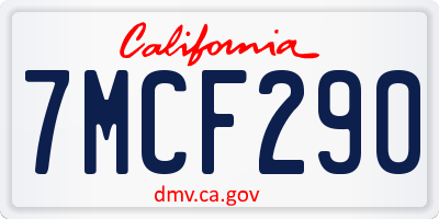 CA license plate 7MCF290