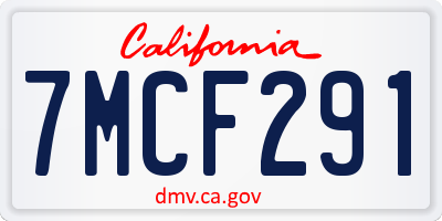 CA license plate 7MCF291