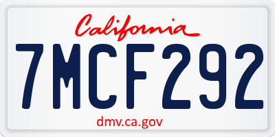 CA license plate 7MCF292