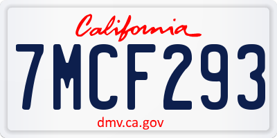 CA license plate 7MCF293