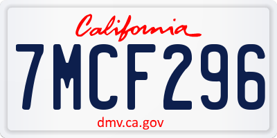 CA license plate 7MCF296