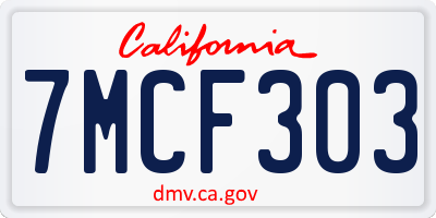 CA license plate 7MCF303
