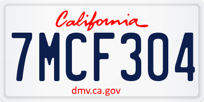 CA license plate 7MCF304
