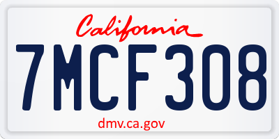 CA license plate 7MCF308