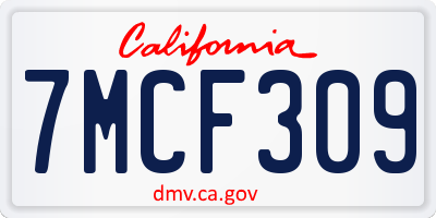 CA license plate 7MCF309