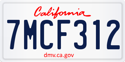 CA license plate 7MCF312