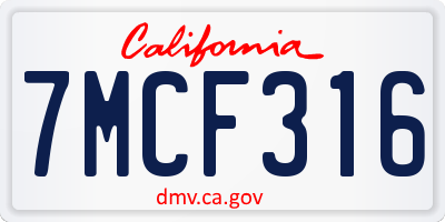 CA license plate 7MCF316