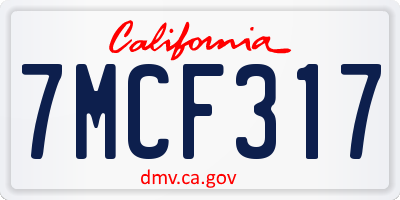 CA license plate 7MCF317