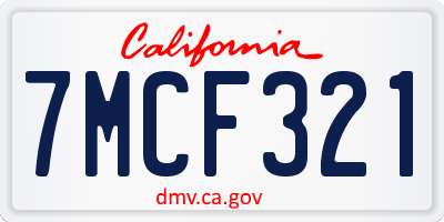 CA license plate 7MCF321