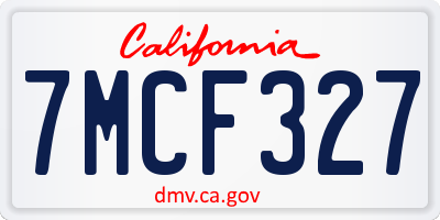 CA license plate 7MCF327