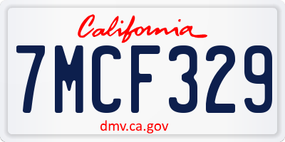 CA license plate 7MCF329