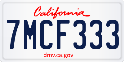 CA license plate 7MCF333