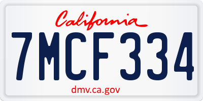 CA license plate 7MCF334