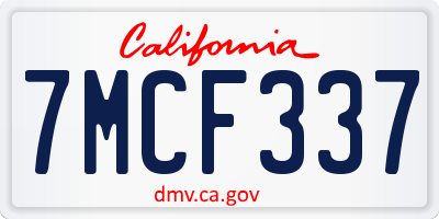 CA license plate 7MCF337