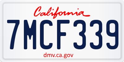 CA license plate 7MCF339