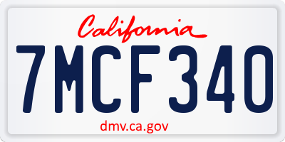 CA license plate 7MCF340
