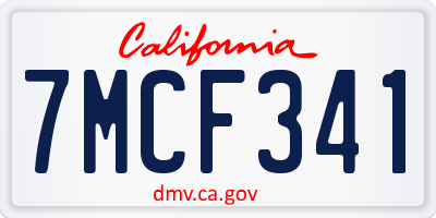 CA license plate 7MCF341