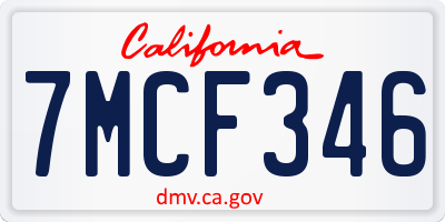 CA license plate 7MCF346