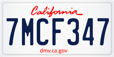 CA license plate 7MCF347