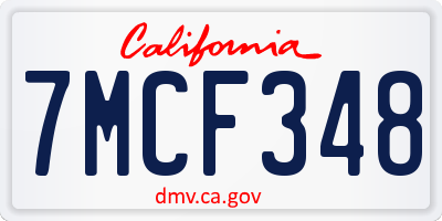 CA license plate 7MCF348
