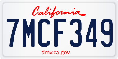 CA license plate 7MCF349