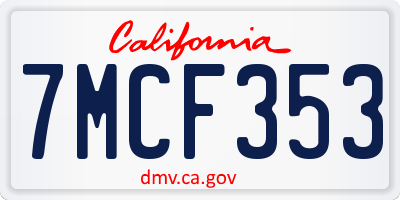 CA license plate 7MCF353