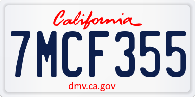 CA license plate 7MCF355