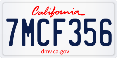 CA license plate 7MCF356