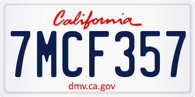 CA license plate 7MCF357