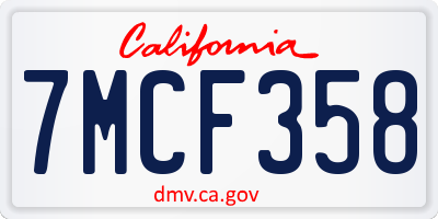 CA license plate 7MCF358