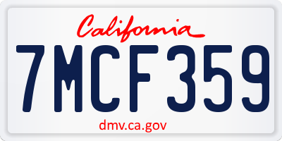 CA license plate 7MCF359