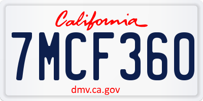CA license plate 7MCF360