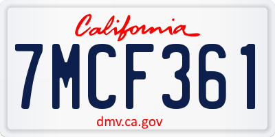 CA license plate 7MCF361