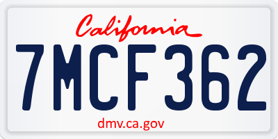 CA license plate 7MCF362