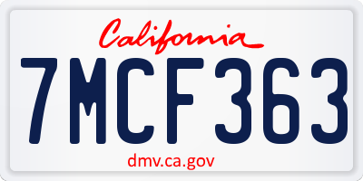 CA license plate 7MCF363