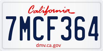 CA license plate 7MCF364