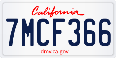 CA license plate 7MCF366